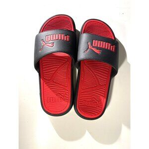 Puma SoftFoam Black Red Mens Slide Sandals Lightweight Comfort Sole Size 7.5